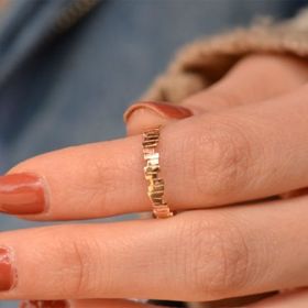 Engin Gold 14K Altın Kalp Ritmi Eklem Yüzük