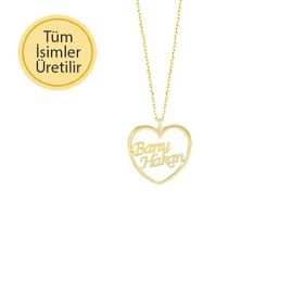 Engin Gold 14k Altın Kalpli İsim Kolye