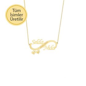 Engin Gold 14k Altın Kalpli Sonsuzluk İsim Kolye