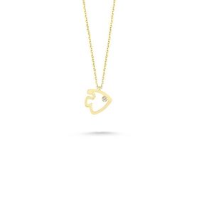 Engin Gold 14k Altın Tektaş Balık Kolye