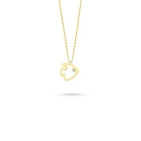 Engin Gold 14k Altın Tektaş Balık Kolye