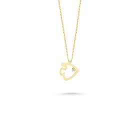 Engin Gold 14k Altın Tektaş Balık Kolye