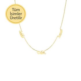 Engin Gold 14k Altın Üç İsimli Kolye