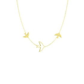 Engin Gold 14k Altın Üçlü Kuş Figürlü Kolye