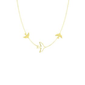 Engin Gold 14k Altın Üçlü Kuş Figürlü Kolye