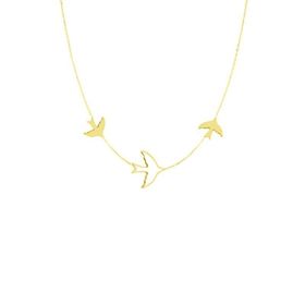 Engin Gold 14k Altın Üçlü Kuş Figürlü Kolye