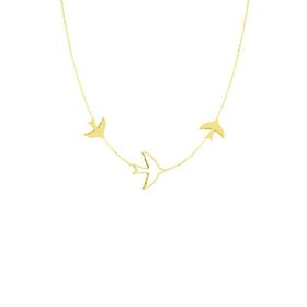 Engin Gold 14k Altın Üçlü Kuş Figürlü Kolye