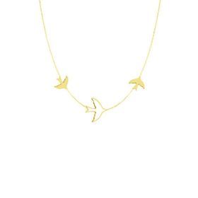 Engin Gold 14k Altın Üçlü Kuş Figürlü Kolye
