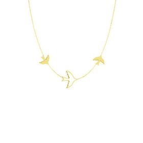 Engin Gold 14k Altın Üçlü Kuş Figürlü Kolye