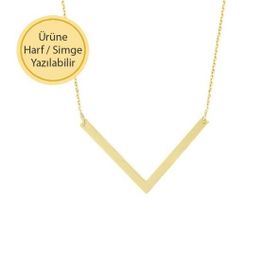 Engin Gold 14k Altın V Model Geometrik Kolye