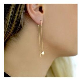 Engin Gold 14k Kalp Figürlü Sallantılı Altın Küpe