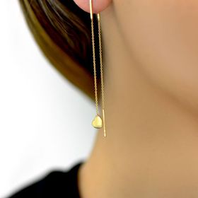 Engin Gold 14k Kalp Figürlü Sallantılı Altın Küpe