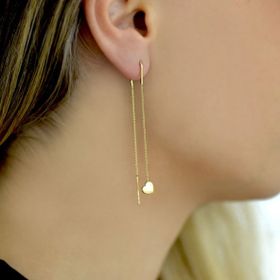 Engin Gold 14k Kalp Figürlü Sallantılı Altın Küpe