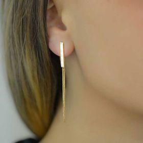 Engin Gold 14k Sade Altın Sallantılı Küpe