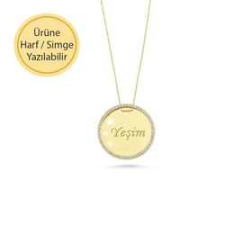 Engin Gold 14k Yıldız Figürlü Taşlı Plaka Altın Kolye