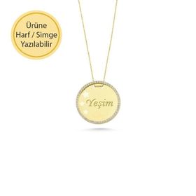 Engin Gold 14k Yıldız Figürlü Taşlı Plaka Altın Kolye