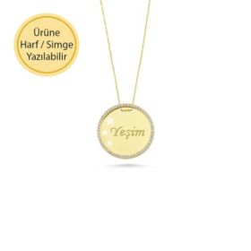 Engin Gold 14k Yıldız Figürlü Taşlı Plaka Altın Kolye