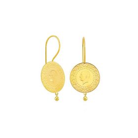 Engin Gold 22 Ayar Çeyrek Altınlı Sallantılı Altın Küpe