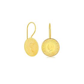 Engin Gold 22 Ayar Çeyrek Altınlı Sallantılı Altın Küpe