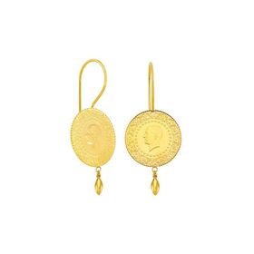 Engin Gold 22 Ayar Çeyrek Altınlı Sallantılı Altın Küpe
