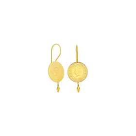 Engin Gold 22 Ayar Çeyrek Altınlı Sallantılı Altın Küpe
