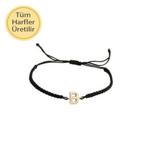 Engin Gold İp Örgü 14 Ayar B Harfli Altın Bileklik