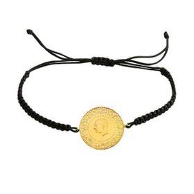 Engin Gold İp Örgü Makroma Çeyrek Altınlı Bileklik