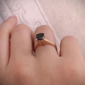 Engin Gold Oniks Taşlı Rose Altın Yüzük