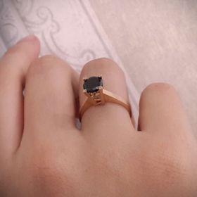 Engin Gold Oniks Taşlı Rose Altın Yüzük
