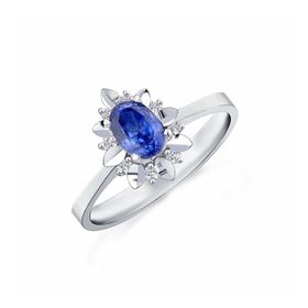 Engin Gold Oval Safir Taşlı Pırlantalı Yüzük