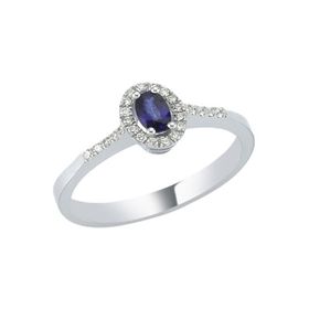 Engin Gold Oval Safir Taşlı Pırlantalı Yüzük