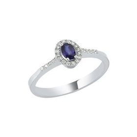Engin Gold Oval Safir Taşlı Pırlantalı Yüzük