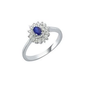 Engin Gold Oval Safir Taşlı Pırlantalı Yüzük