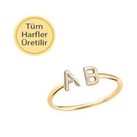 Engin Kuyumculuk 14 Ayar Altın Çift Harfli Yüzük