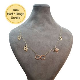 Engin Kuyumculuk 14 Ayar Altın Harf ve Sonsuzluk Kolye