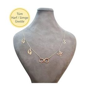 Engin Kuyumculuk 14 Ayar Altın Harf ve Sonsuzluk Kolye