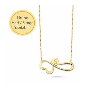 Engin Kuyumculuk 14 Ayar Altın Kalpli Sonsuzluk Kolye