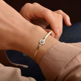 Engin Kuyumculuk 14 Ayar Sarı Altın Tektaş Bileklik