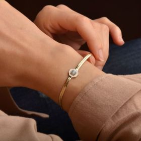 Engin Kuyumculuk 14 Ayar Sarı Altın Tektaş Bileklik