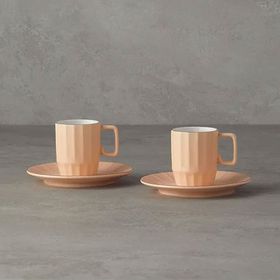 English Home Angely New Bone China Somon 4 Parça 2 Kişilik Kahve Fincan Takımı