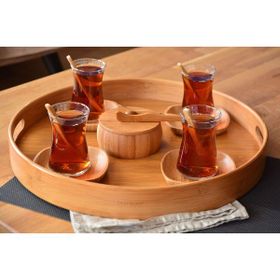 English Home Bambum Carne Bambu 35 Cm Bej Yuvarlak Tepsi