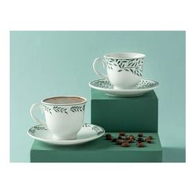 English Home Blatt Porselen 2'li 80 ml Yeşil Kahve Fincan Takımı
