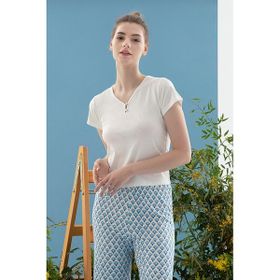 English Home Blue Blanc Mavi Viskon Kadın Pijama Takımı