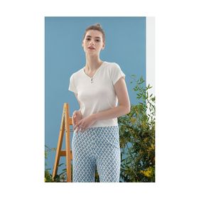 English Home Blue Blanc Mavi Viskon Kadın Pijama Takımı