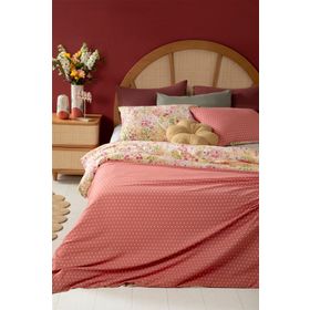 English Home Clarkia Pamuklu Süper King 260x220 cm Sarı Nevresim Seti