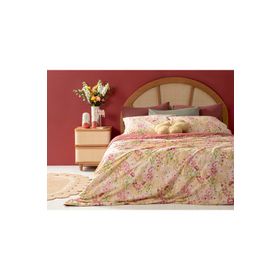 English Home Clarkia Pamuklu Süper King 260x220 cm Sarı Nevresim Seti