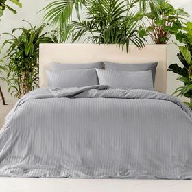 English Home Crystal İpeksi Twill Gri 200x220 cm Çift Kişilik Nevresim Takımı