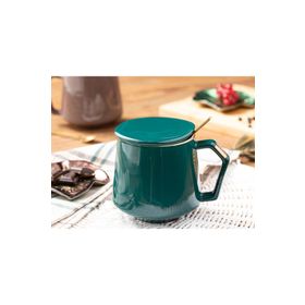 English Home Felicia Dolomite Kapaklı 380 ml Yeşil Kaşıklı Kupa