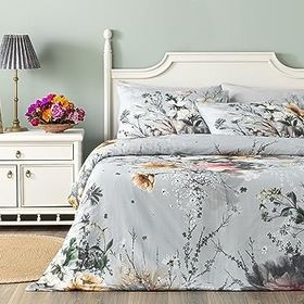 English Home Flower Heaven Dijital Baskılı Soft Cotton 160x220 cm Gri Tek Kişilik Nevresim Takımı