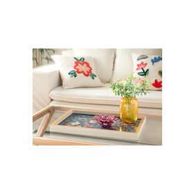 English Home Flowertopia 31x46 cm Lacivert Dekoratif Tepsi